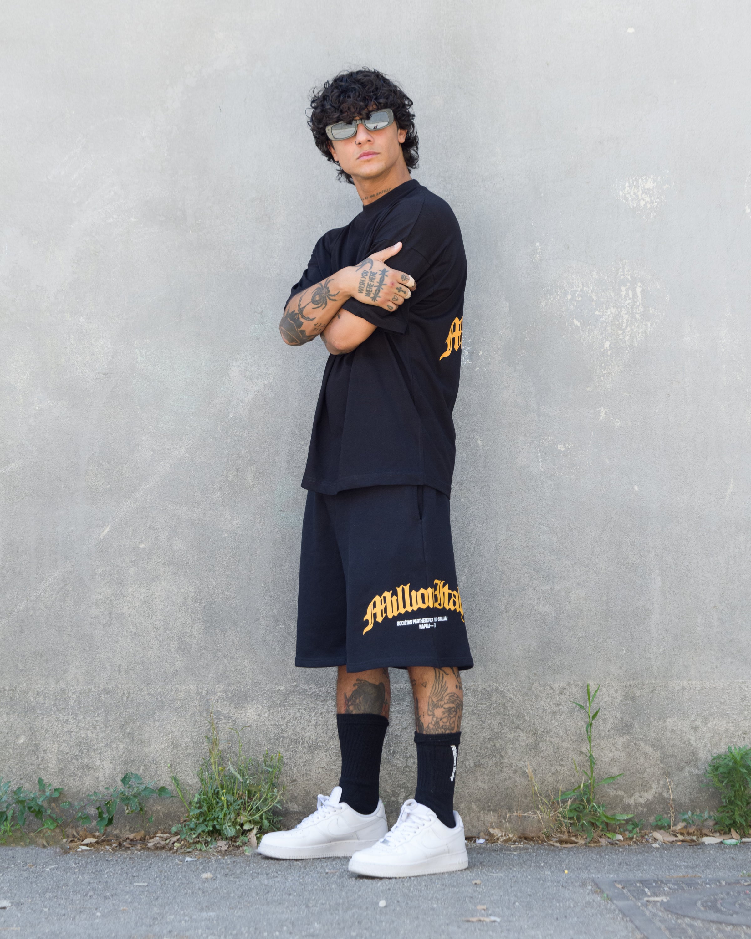 Pantalones Cortos Negros Logo Arco