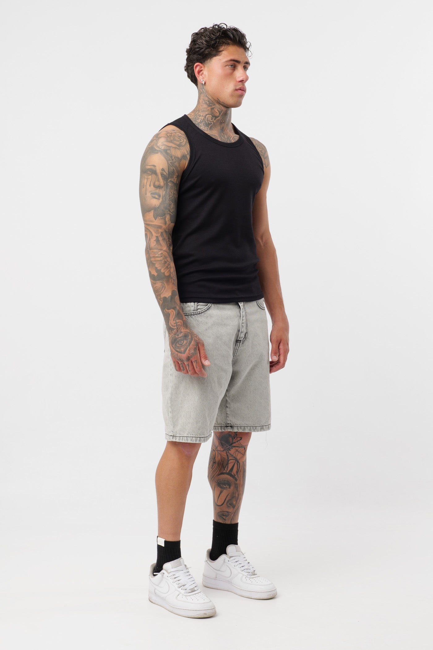 Camiseta de canalé Negra