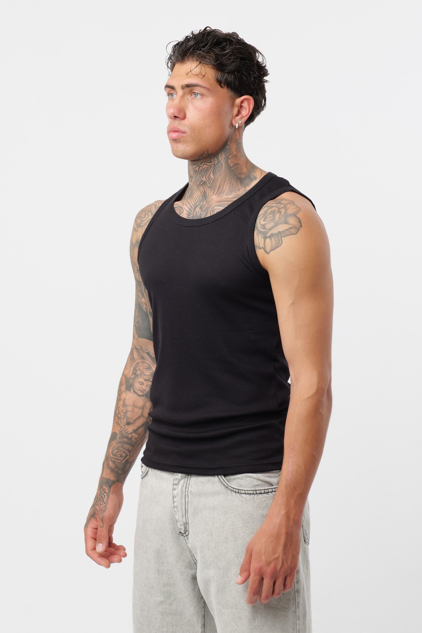 Camiseta de canalé Negra
