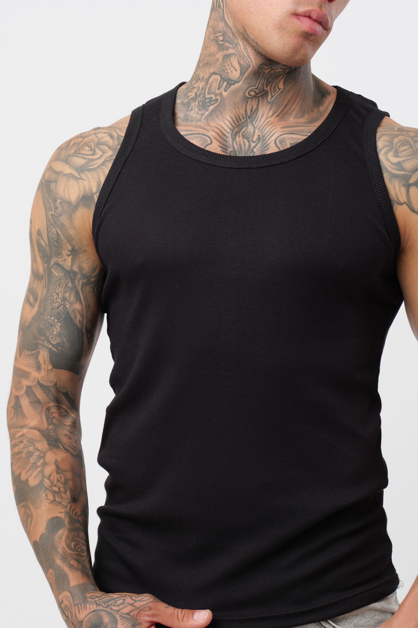 Camiseta de canalé Negra