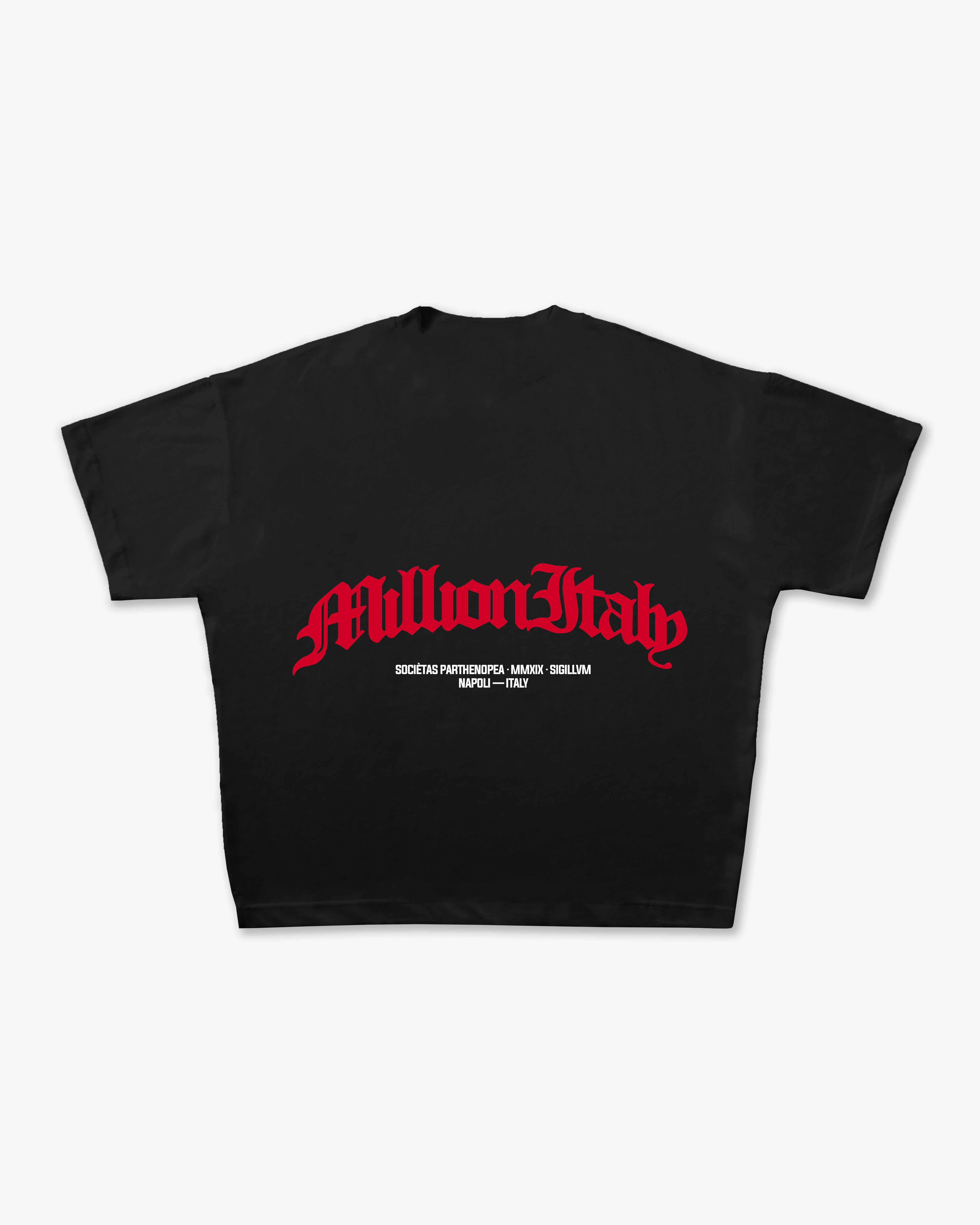 Camiseta Negra Logo Arco Rojo
