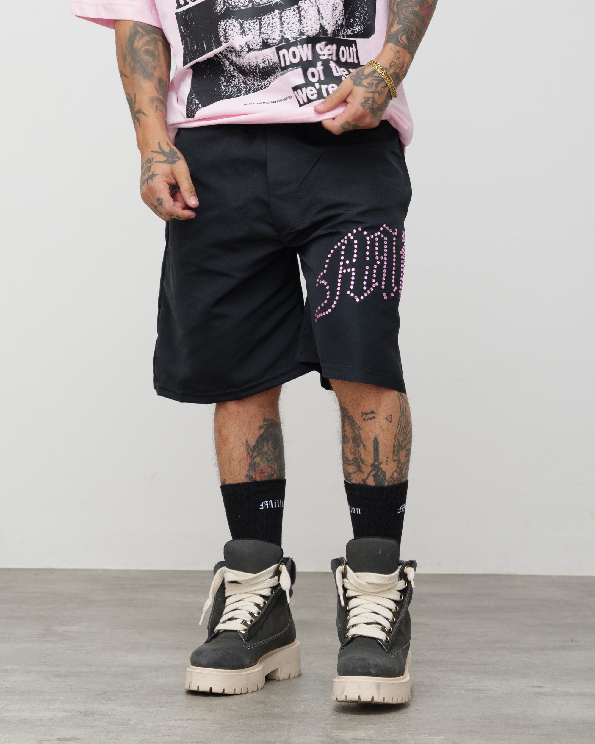 Shorts Tech Nero - Diamond Rosa