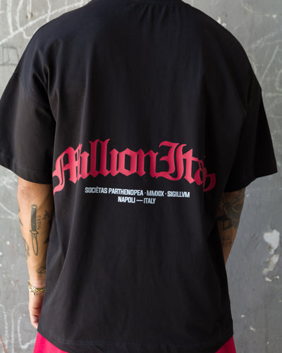Camiseta Negra Logo Arco Rojo