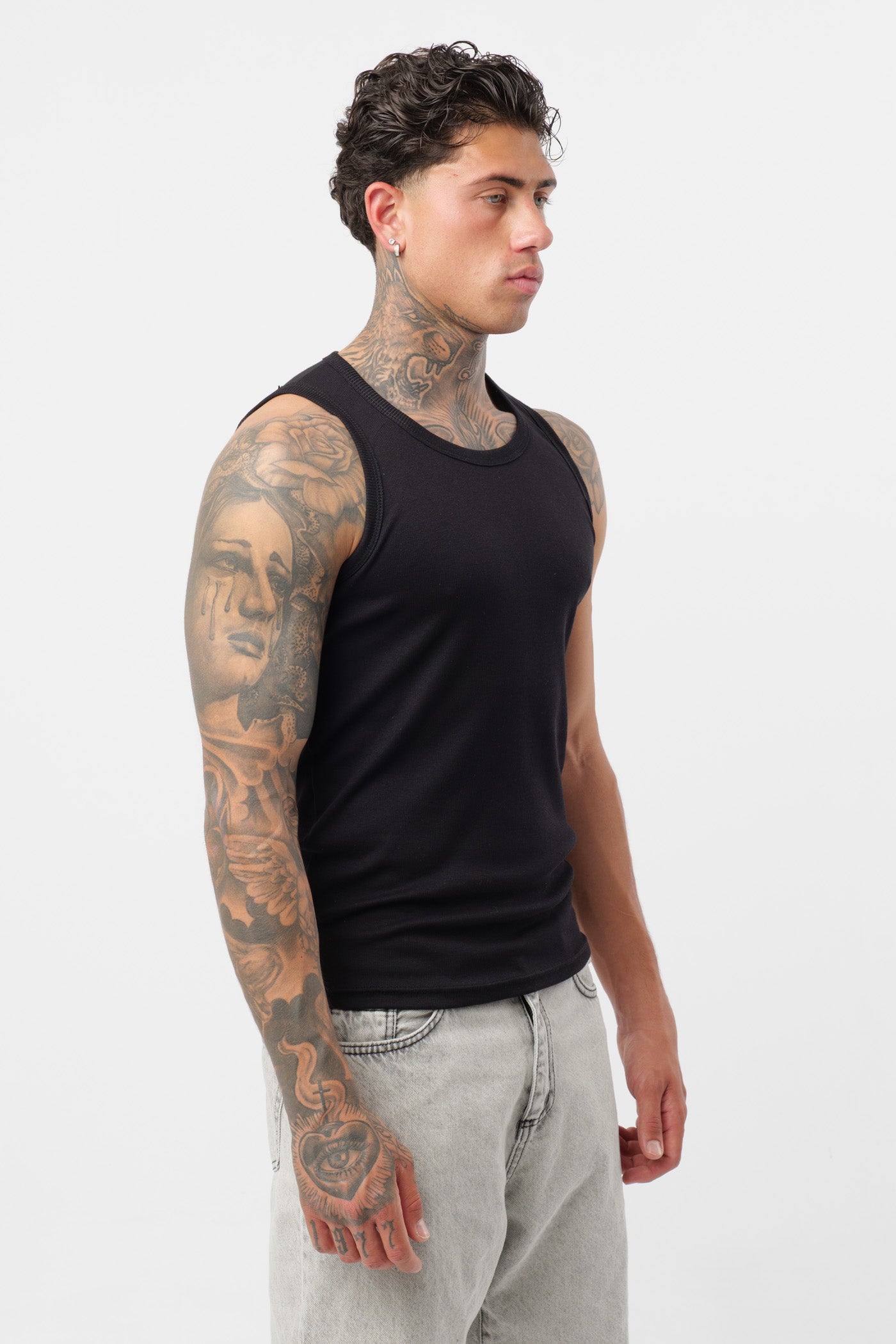 Camiseta de canalé Negra