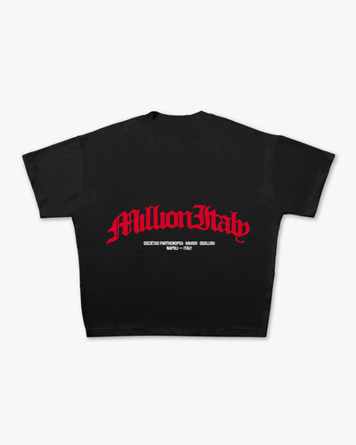 Camiseta Negra Logo Arco Rojo